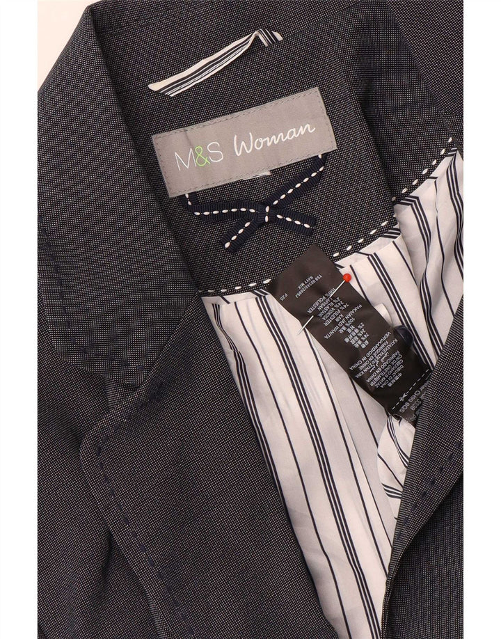 Giacca blazer a 5 bottoni da donna Marks & Spencer UK 18 XL poliestere blu navy