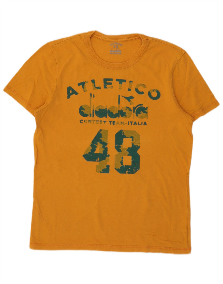 T-shirt grafica da uomo Diadora Top Small in cotone giallo