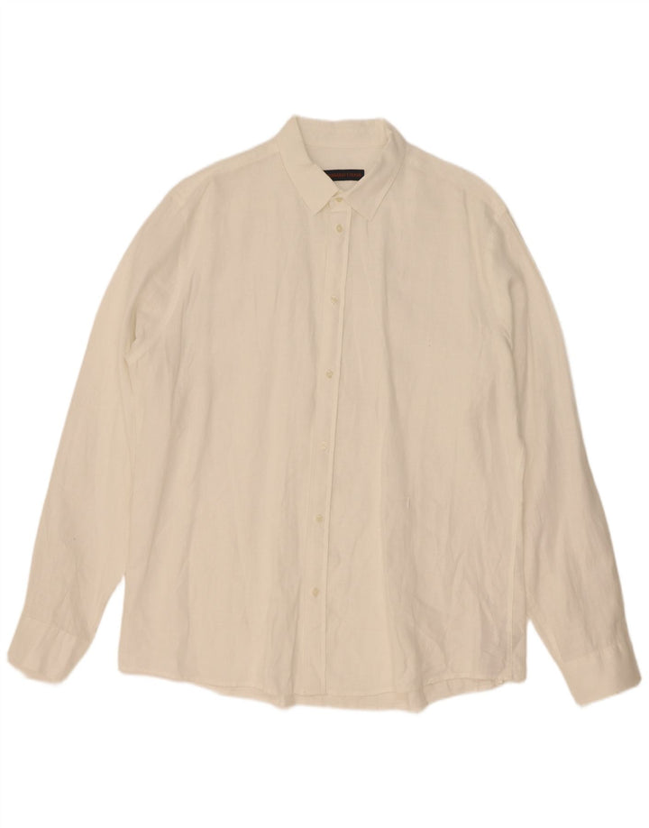 Camicia Trussardi Uomo Taglia 43 Large Lino Bianco