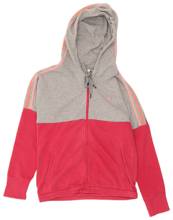 Felpa con cappuccio e zip oversize da donna Adidas UK 4/6 XS Colorblock rosa