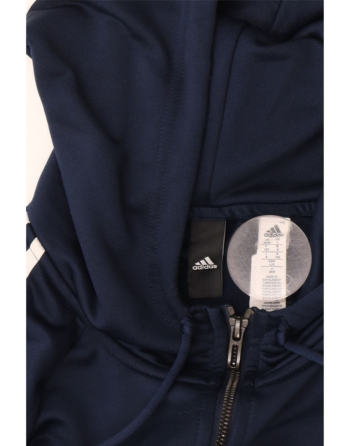 Maglione con cappuccio e zip da uomo ADIDAS UK 44/46 Large Blu Navy Colourblock
