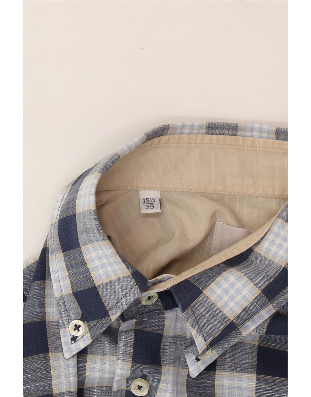 RENATO BALESTRA Mens Shirt Size 15 1/2 39 Medium Navy Blue Check Cotton Vintage Renato Balestra and Second-Hand Renato Balestra from Messina Hembry 