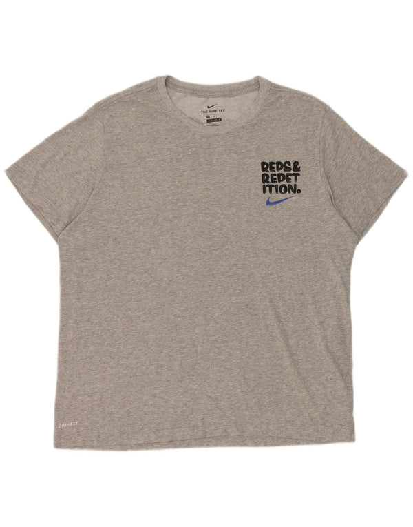 T-shirt grafica da uomo Nike Dri Fit Top XL in cotone chiazzato grigio