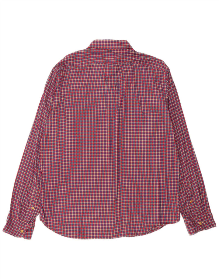 J. CREW Camicia da uomo in flanella slim fit in cotone a quadri rossi grandi