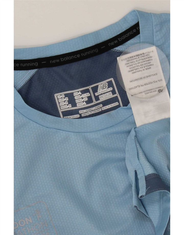 T-shirt da uomo New Balance Top in poliestere color block blu medio