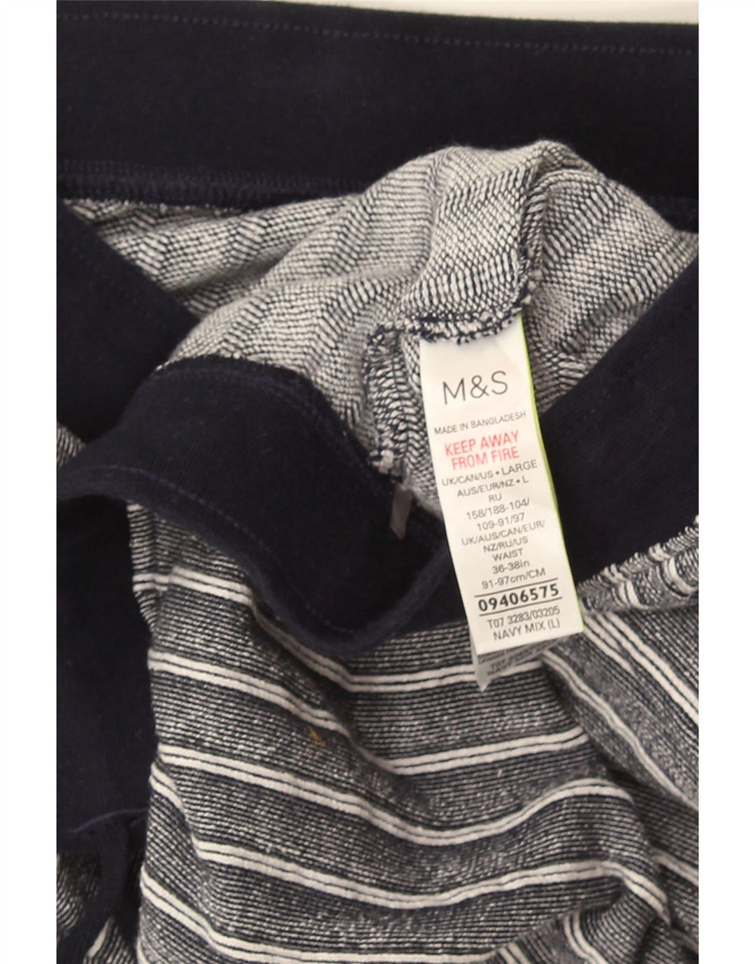 Pantaloncini casual da uomo Marks & Spencer grandi in cotone a righe blu navy