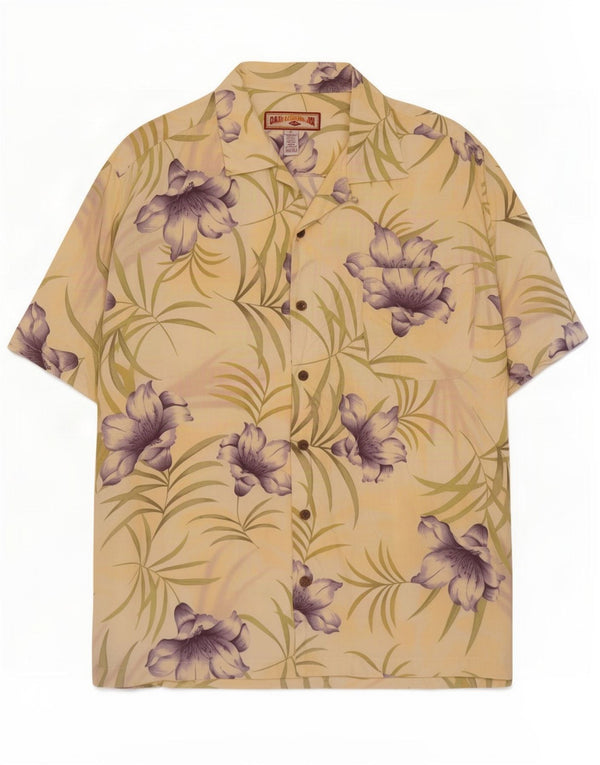 Camicia a maniche corte da uomo Caribbean Joe XL Rayon floreale giallo