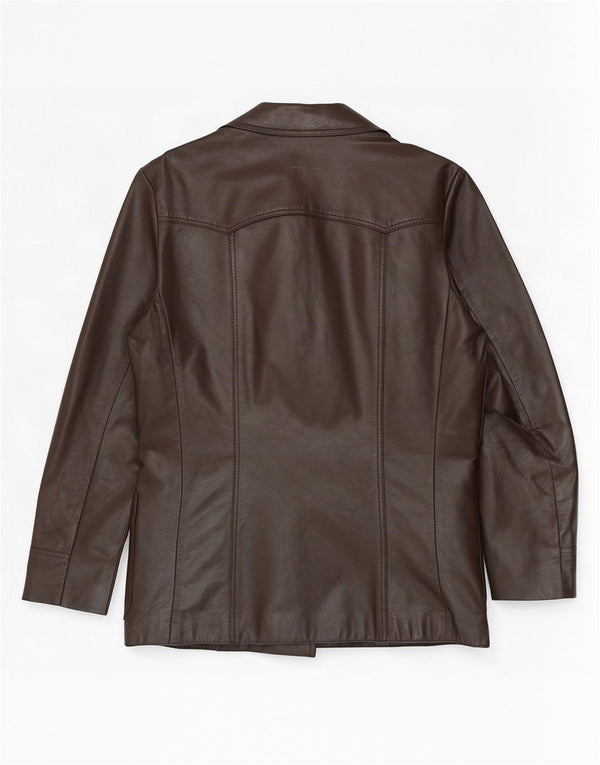Giacca blazer in pelle da uomo a 3 bottoni Monza UK 38 Marrone medio