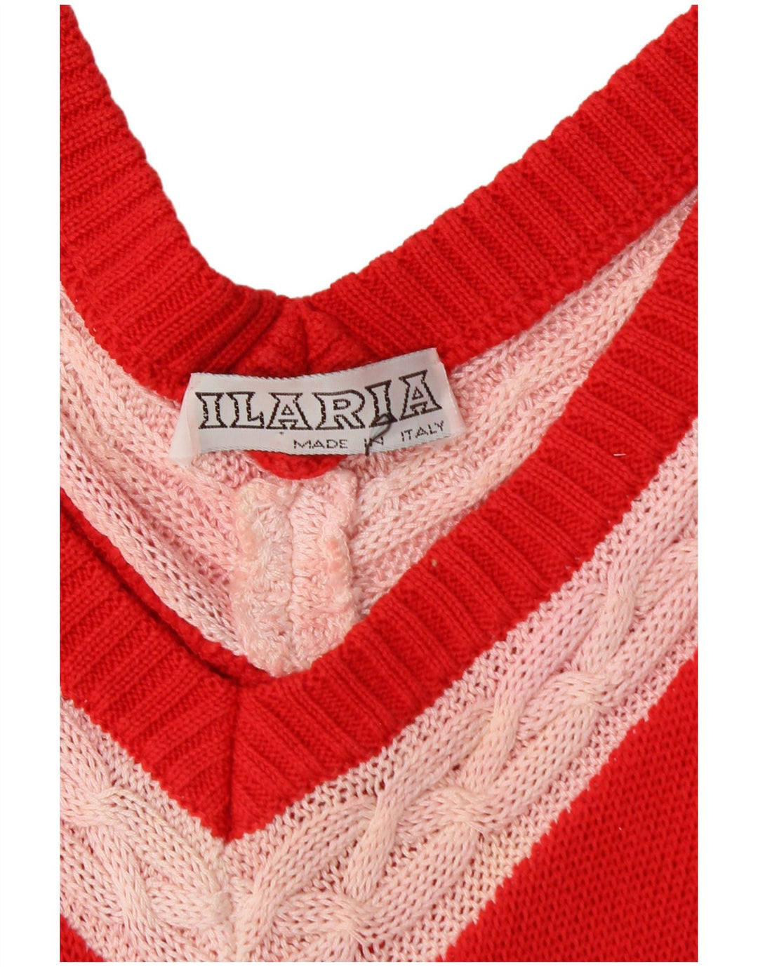 Maglione maglione con scollo a V lungo da donna VINTAGE UK 18 XL Blocco colore rosso