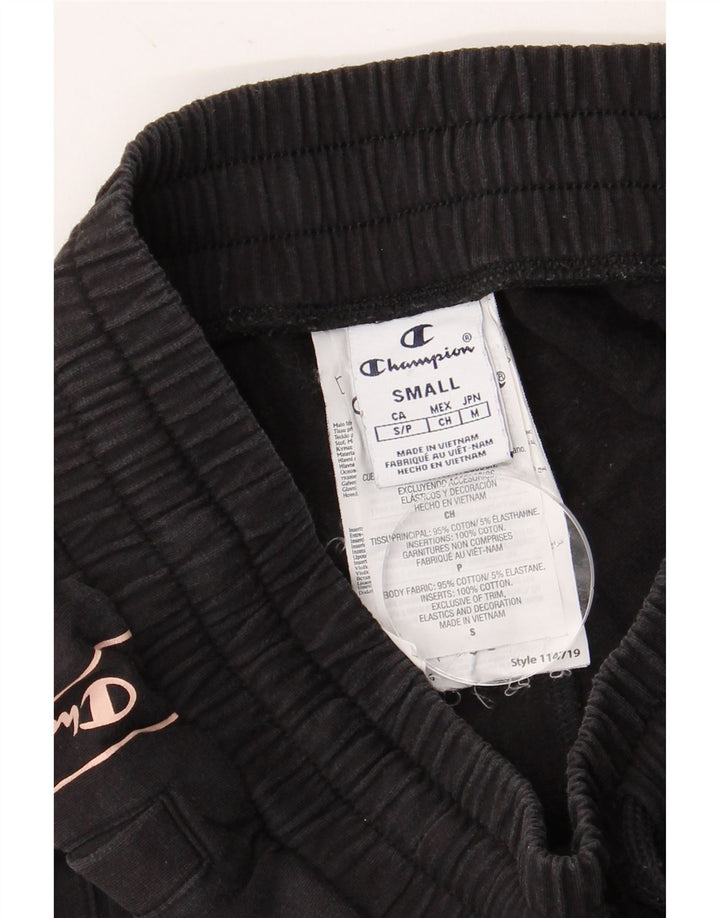 CHAMPION Pantaloni da tuta con grafica da donna Joggers UK 8 Small Cotone nero