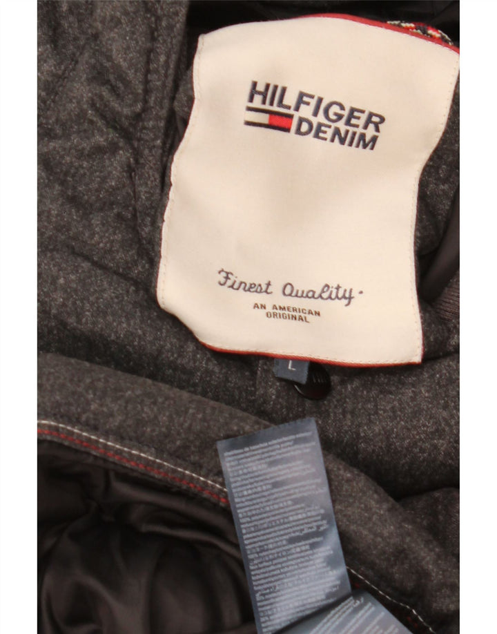 Giacca imbottita con cappuccio da uomo Tommy Hilfiger UK 40 grande poliestere grigio