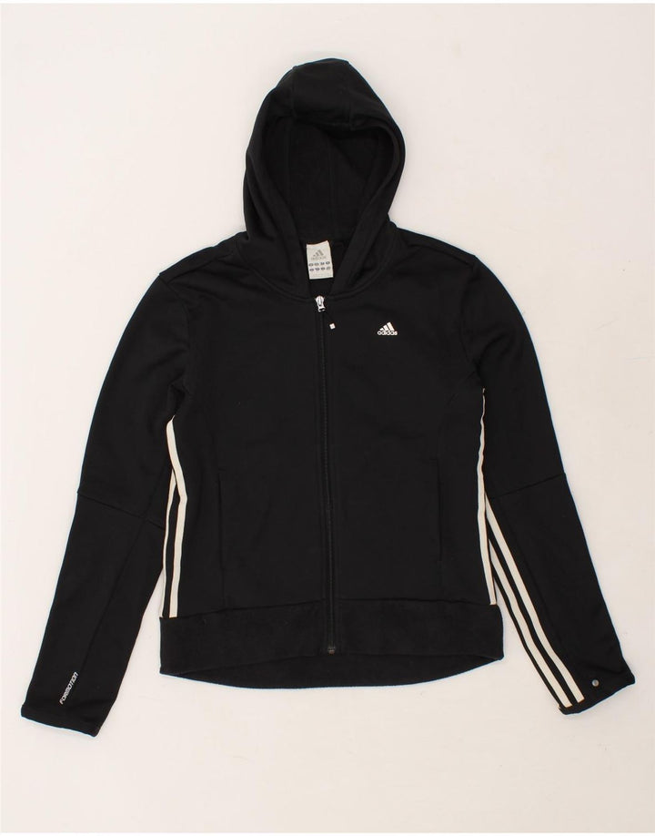 ADIDAS Womens Zip Hoodie Sweater UK 14 Medium Black Polyester Vintage Adidas and Second-Hand Adidas from Messina Hembry 