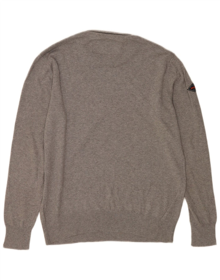 Maglione da uomo girocollo Superdry in cotone grigio grande