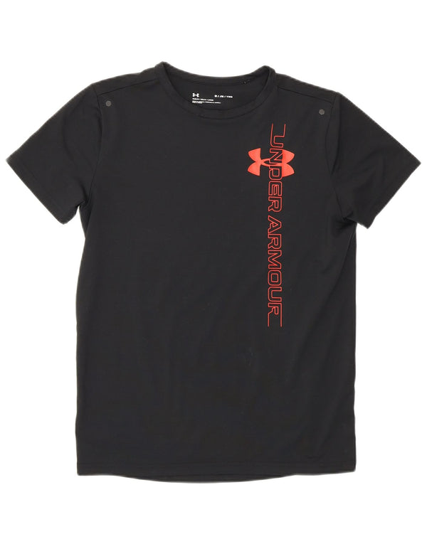 T-shirt grafica da ragazzo Under Armour Top 9-10 anni media nera sportiva