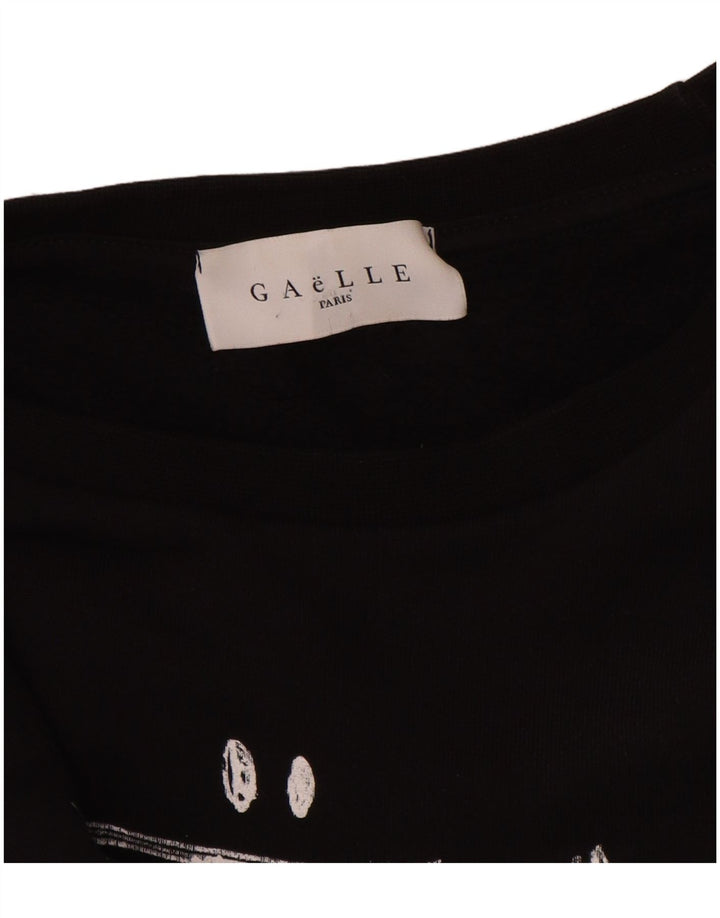 Felpa grafica corta da donna Gaelle, maglione, UK 14, grande, nera