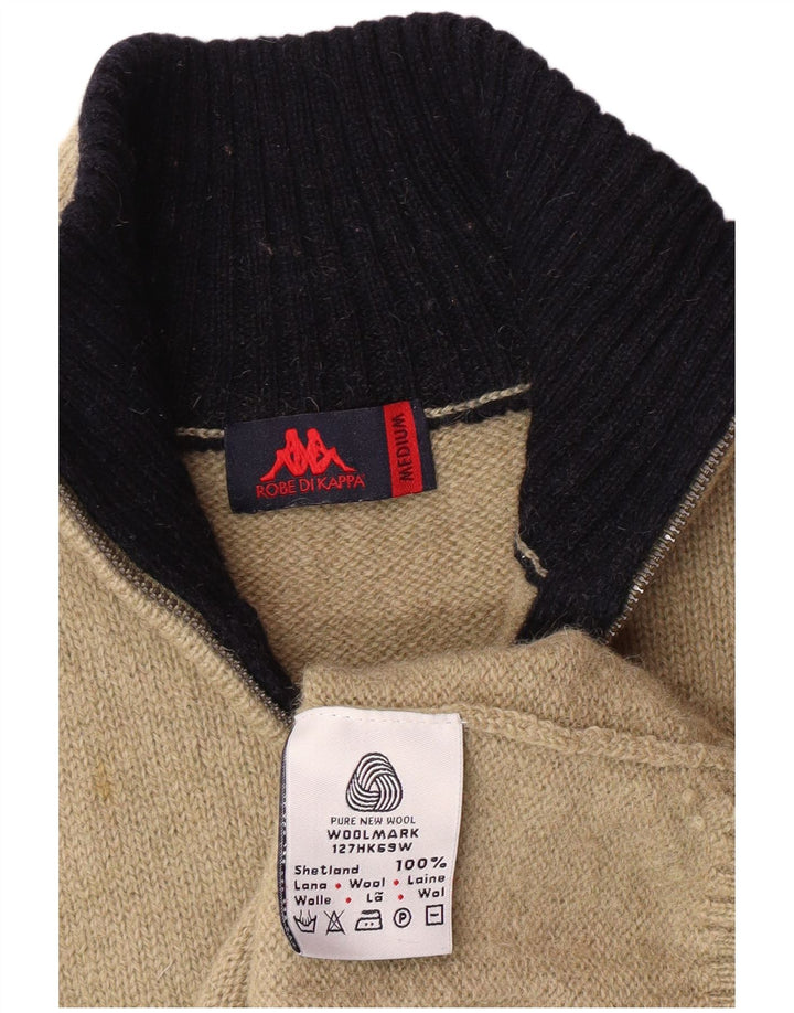 Maglione Kappa da donna con zip e collo, classico in lana a righe beige medio