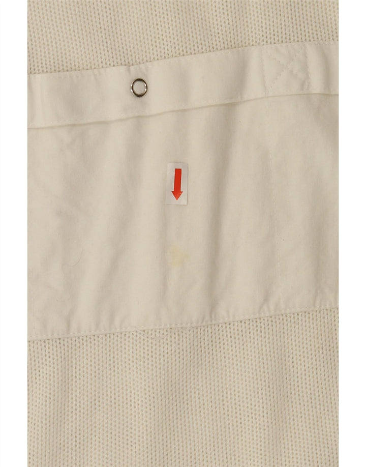 VINTAGE Mens Short Sleeve Pullover Shirt Medium White Polyester Vintage Vintage and Second-Hand Vintage from Messina Hembry 