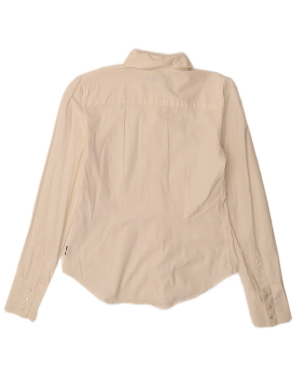 Camicia da donna Burberry UK 10 piccola in cotone bianco sporco