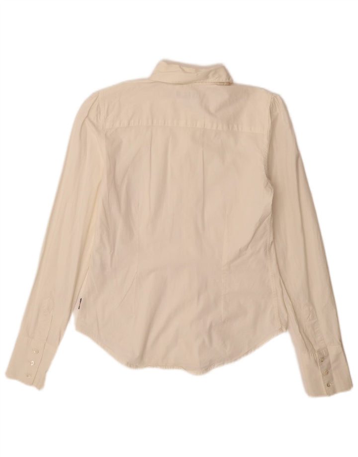 Camicia da donna Burberry UK 10 piccola in cotone bianco sporco