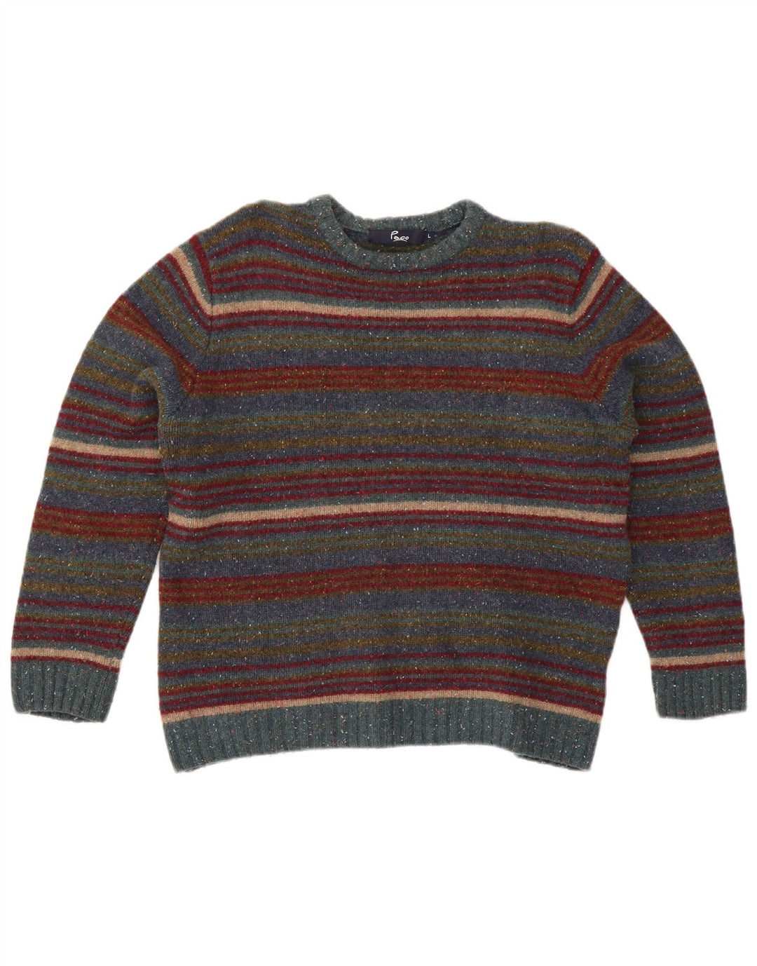 Maglione maglione girocollo da donna Paco UK 16 Lana a righe grandi multicolori