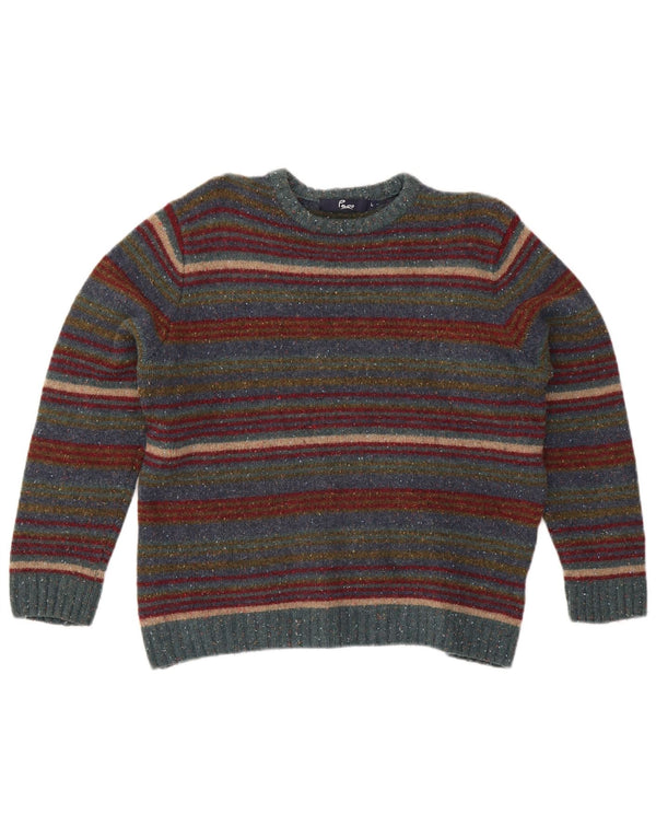 Maglione maglione girocollo da donna Paco UK 16 Lana a righe grandi multicolori