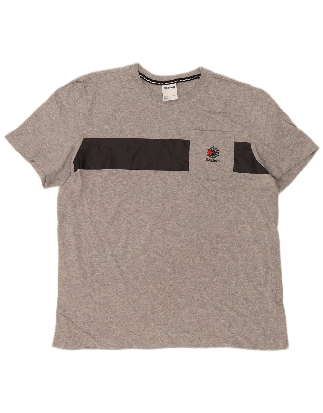 T-shirt Reebok da uomo Top Large in cotone color block grigio