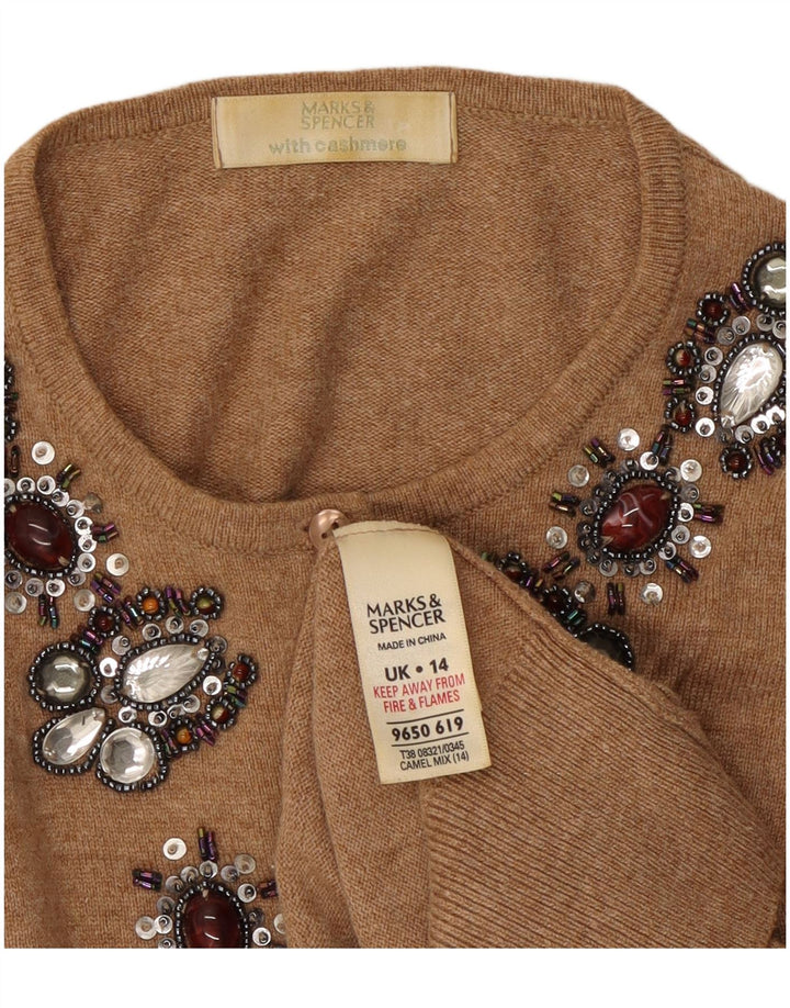 Maglione cardigan con motivo astratto da donna Marks & Spencer UK 14 Marrone medio
