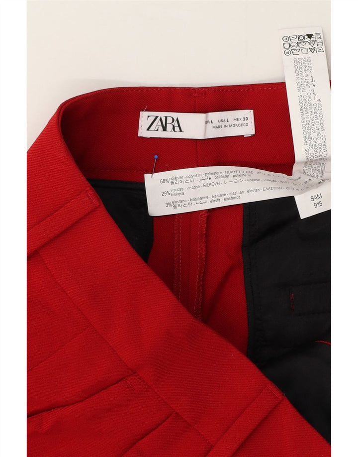 Pantaloni corti con pegging da donna Zara grandi W32 L25 poliestere rosso