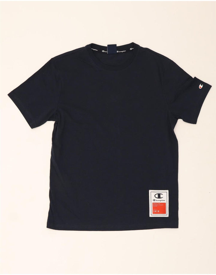 CHAMPION Mens Graphic T-Shirt Top Medium Navy Blue Cotton Vintage Champion and Second-Hand Champion from Messina Hembry 