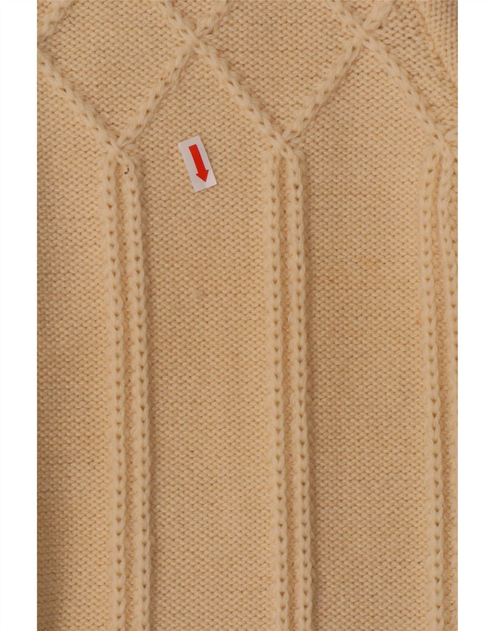 Maglione cardigan da donna vintage UK 12 lana bianco sporco medio