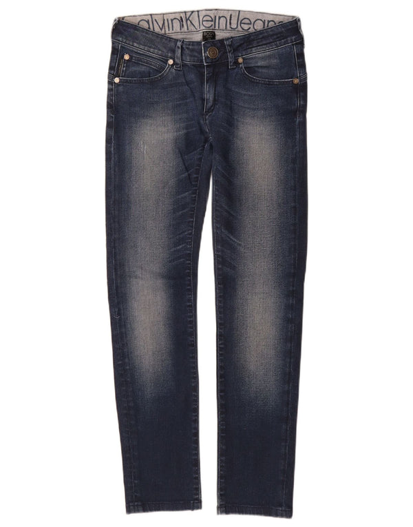 Calvin Klein Womens Body Fit Skinny Jeans W24 L27 Navy Blue Cotton
