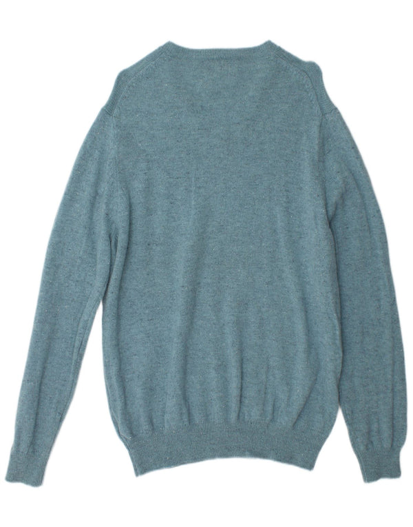 Maglione da uomo Marks & Spencer con scollo a V XL Lana d'agnello screziata blu