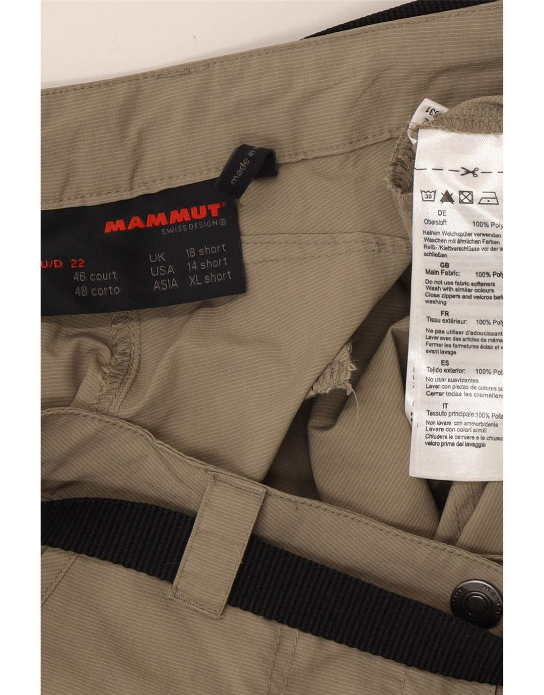 Pantaloni cargo corti dritti da donna MAMMUT UK 18 XL W36 L31 Cachi