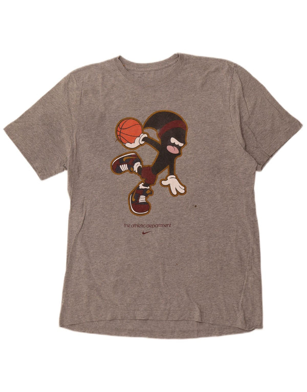 NIKE T-shirt grafica da uomo con vestibilità standard, XL, in cotone grigio
