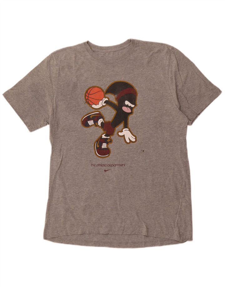 NIKE T-shirt grafica da uomo con vestibilità standard, XL, in cotone grigio