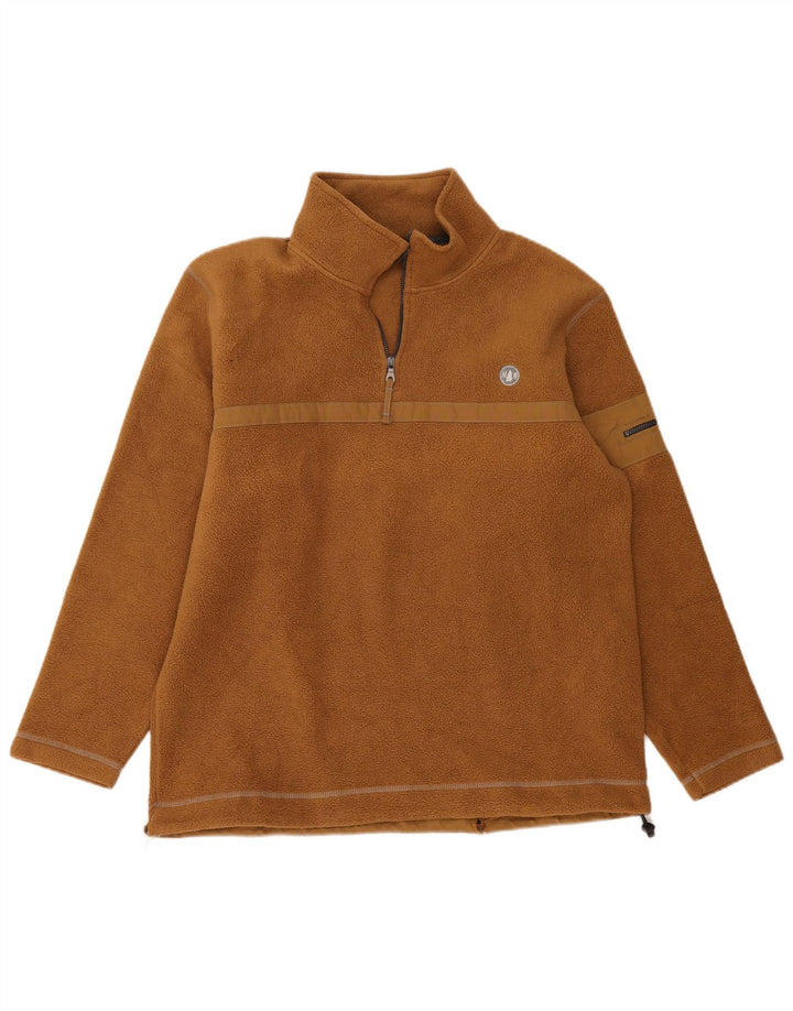 Maglione in pile da uomo con zip e collo Murphy & Nye, grande, in poliestere beige