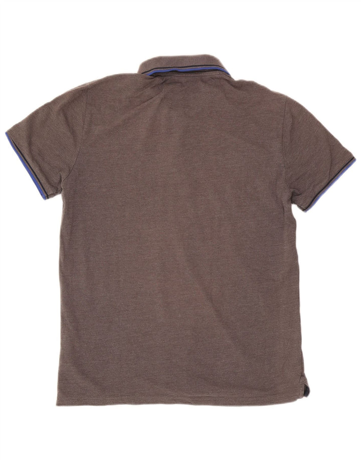 Polo da uomo Champion in cotone a righe grigio medio