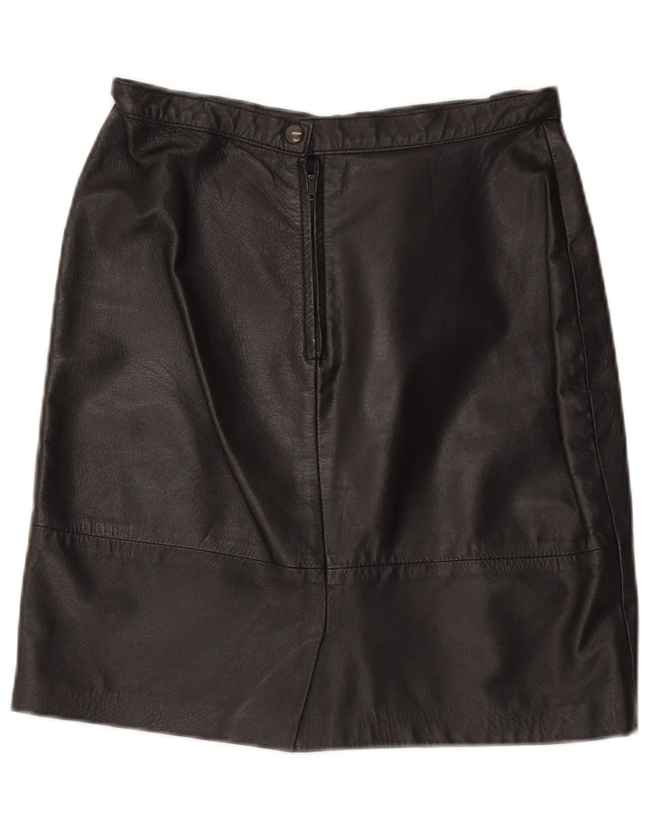 Gonna in pelle vintage da donna W28 media nera