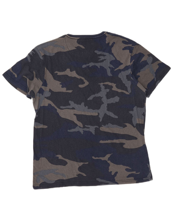 North Sails Mens Graphic T-Shirt Top XL Navy Blue Camouflage Cotton