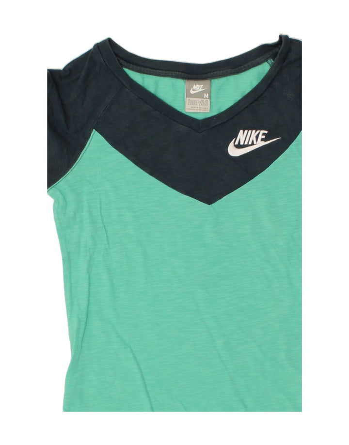 NIKE Womens T-Shirt Top UK 10/12 Medium Green Colourblock Vintage Nike and Second-Hand Nike from Messina Hembry 