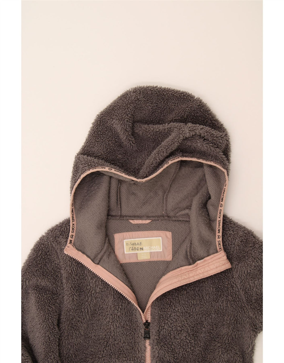 MICHAEL KORS Girls Hooded Fleece Jacket 10-11 Years Grey Polyester Vintage Michael Kors and Second-Hand Michael Kors from Messina Hembry 