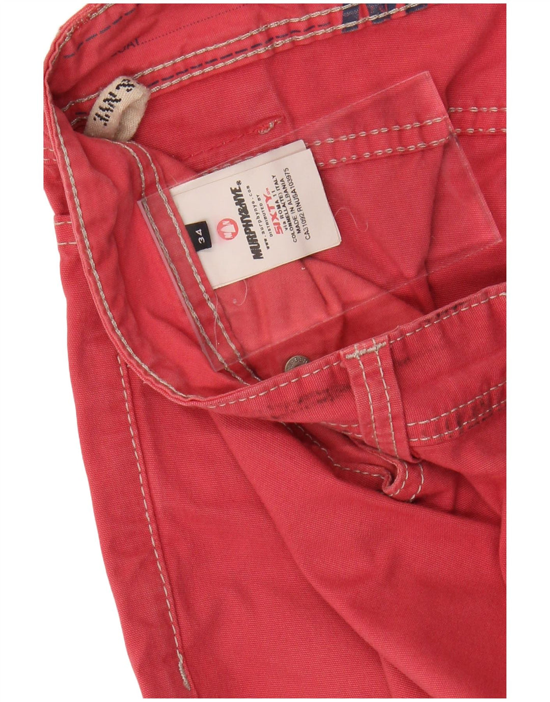 Pantaloni casual dritti da uomo MURPHY & NYE W34 L32 cotone rosso