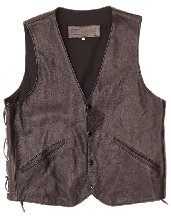 Gilet in pelle da uomo vintage EU 44 XS Nero