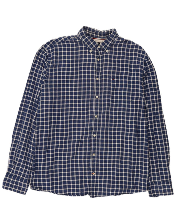 Camicia in flanella da uomo Tommy Hilfiger 2XL cotone a quadri blu navy