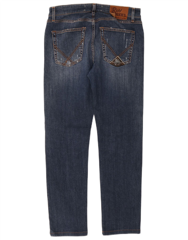 Jeans slim invecchiati da uomo Roy Rogers W34 L29 cotone blu