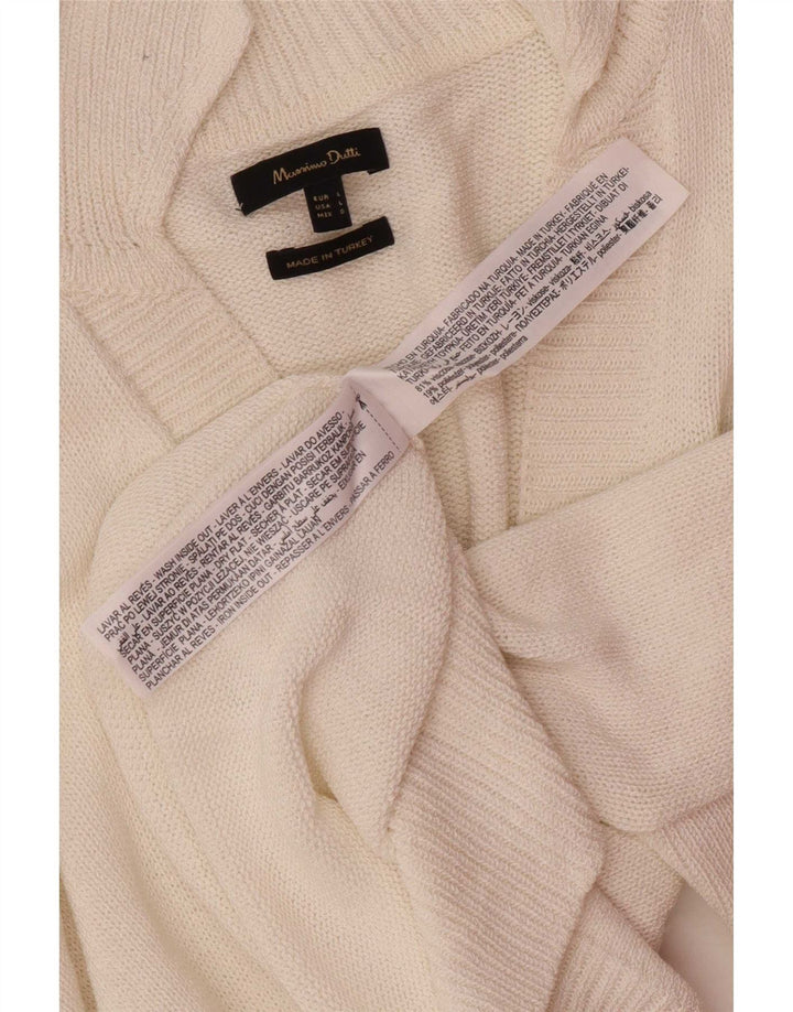 Maglione maglione da donna con collo alto Massimo Dutti UK 16 grande bianco