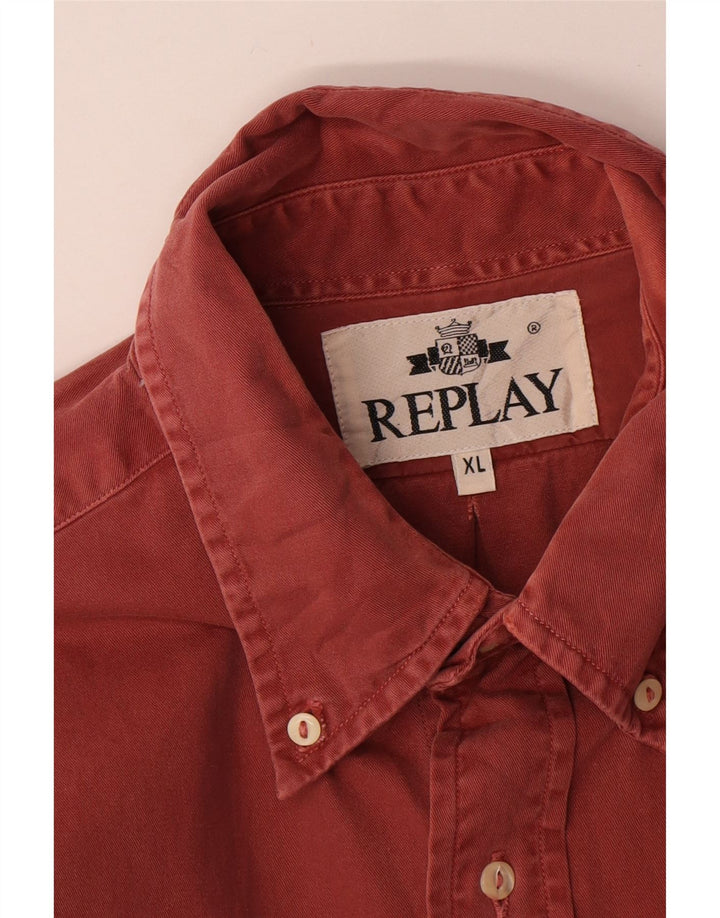 REPLAY Camicia Uomo XL Cotone Rosso