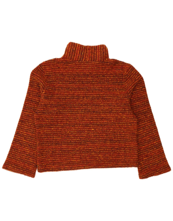 Maglione vintage da ragazza con collo alto e collo alto, 15-16 anni, a righe grandi, arancione