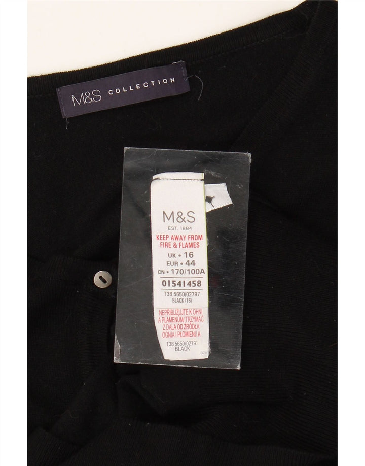 Maglione cardigan da donna Marks & Spencer UK 16 grande viscosa nera