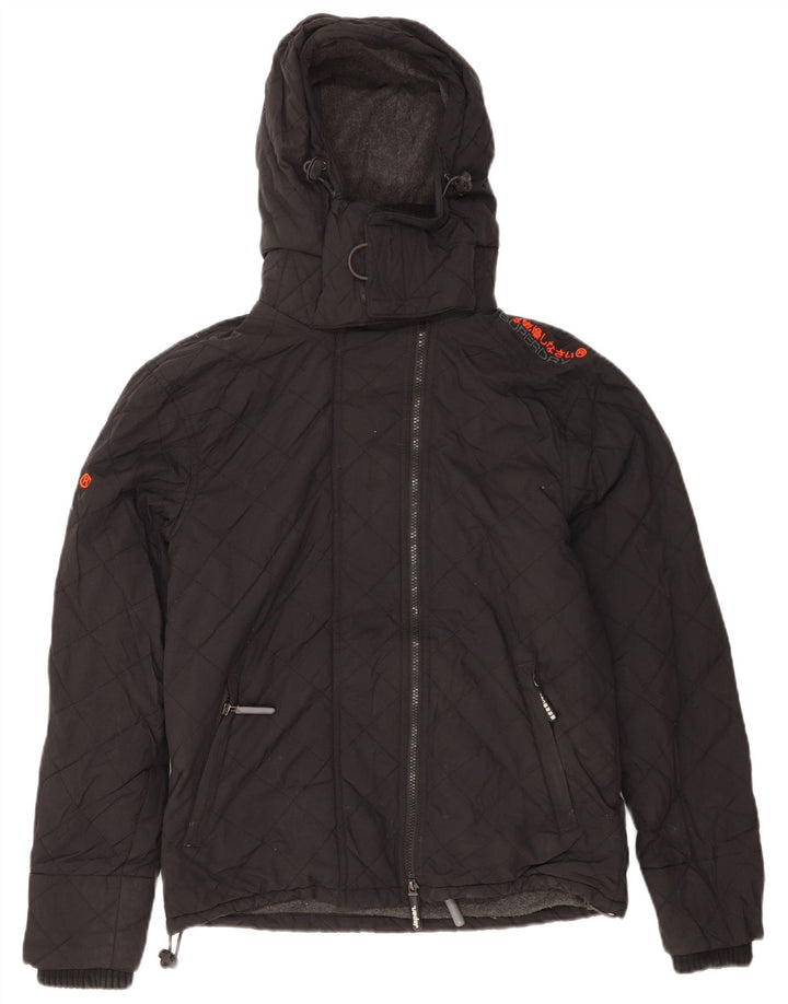 Giacca a vento con cappuccio da uomo Superdry Windcheater UK 38 media nera